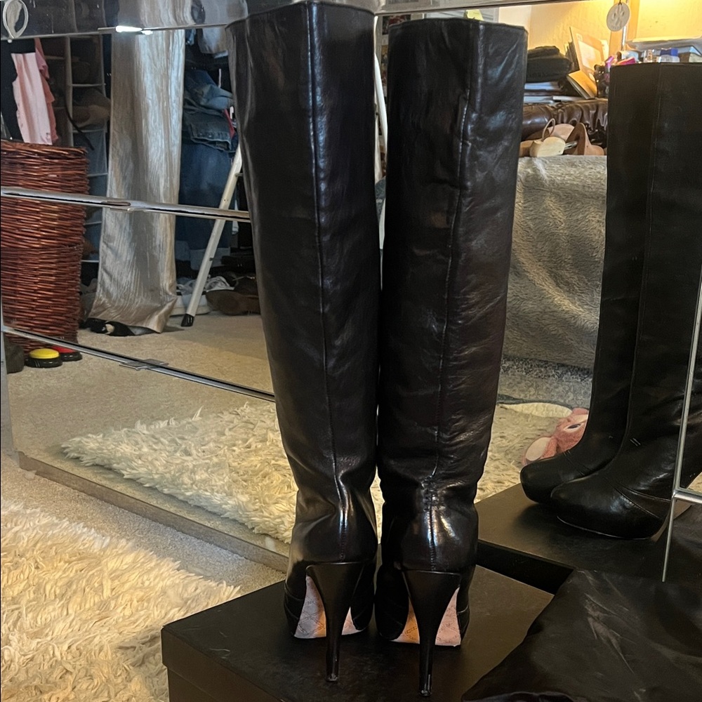 L.A.M.B. Panya Black Knee High Leather Boots - Picture 5 of 10